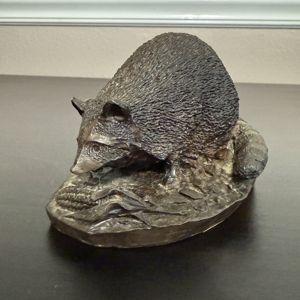 VINTAGE Raccoon Figurine Made In England MCM Mid Century Bronze? Heavy Figure